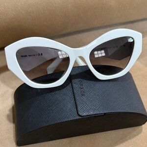 Prada White Cat-Eye Sunglasses SPR07Y